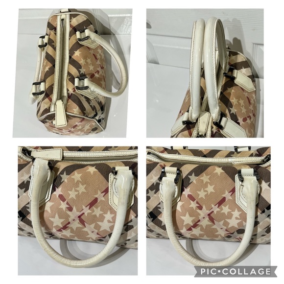 Burberry White Supernova Check Stars Satchel - Picture 15 of 16